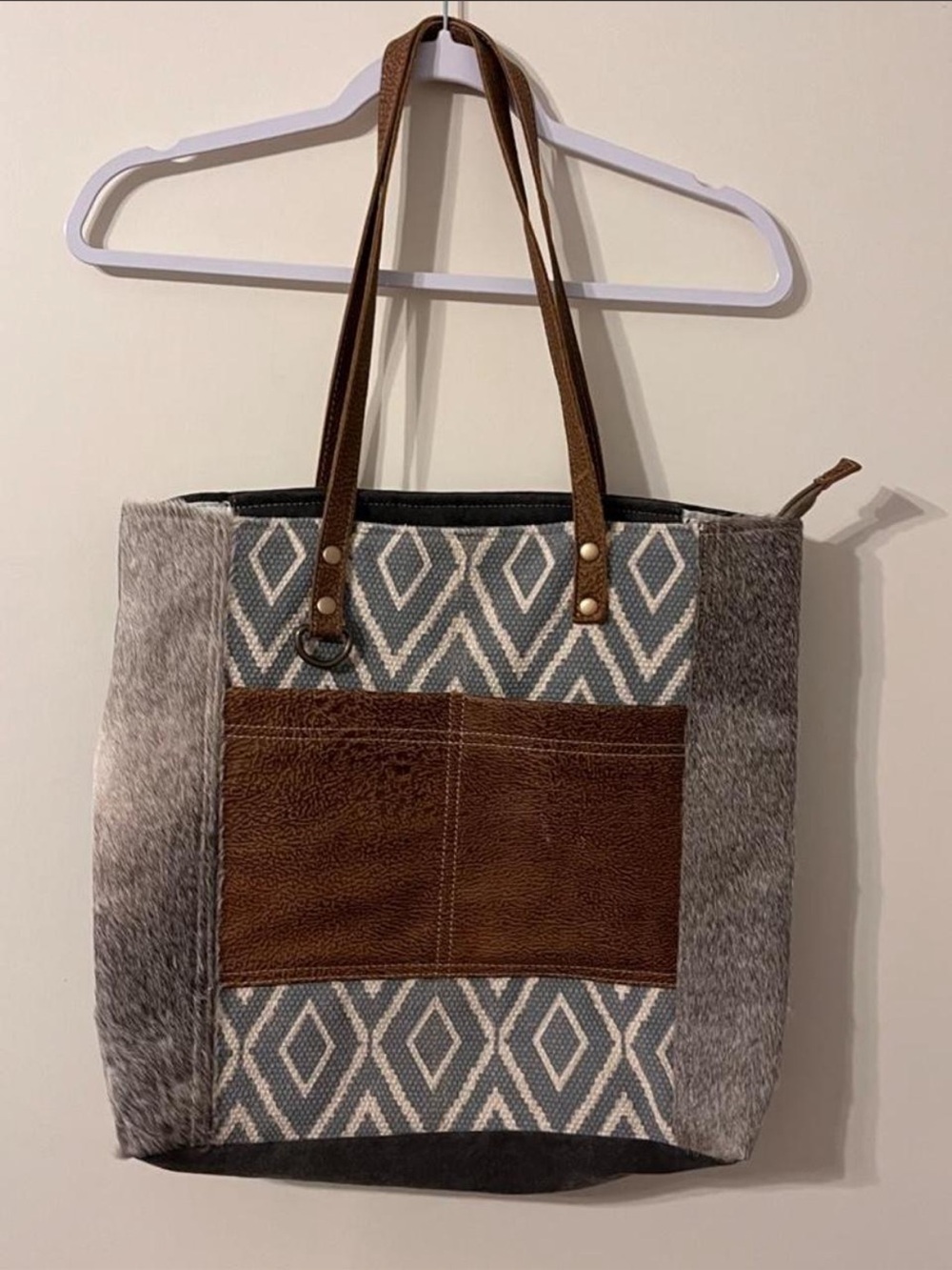 Myra Bag Cowhide and Fabric Tote Bag